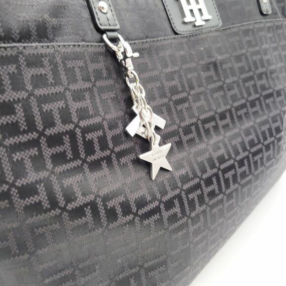 Tommy Hilfiger Large Handbag Preowned Black Logo Pattern - Picture 5 of 14